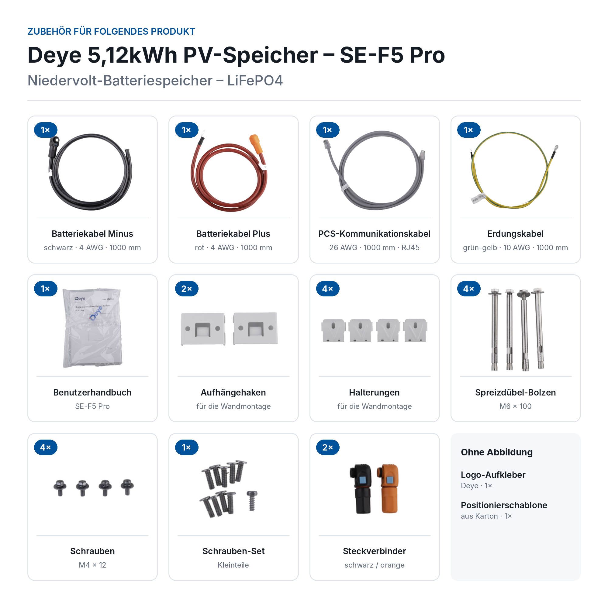 Deye 5,12kWh PV-Speicher – SE-F5 Pro – Niedervolt-Batteriespeicher – LiFePO4 
