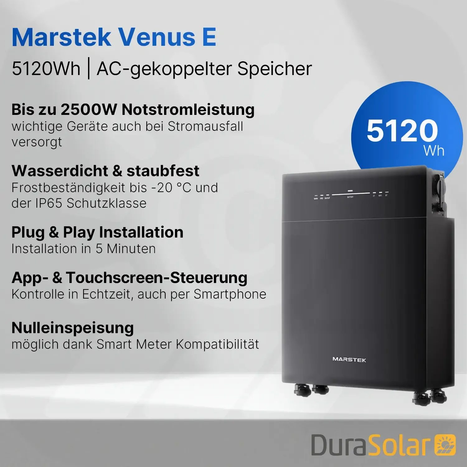 Marstek Venus E – 5120Wh AC-Gekoppelter Speicher für Balkonkraftwerke
