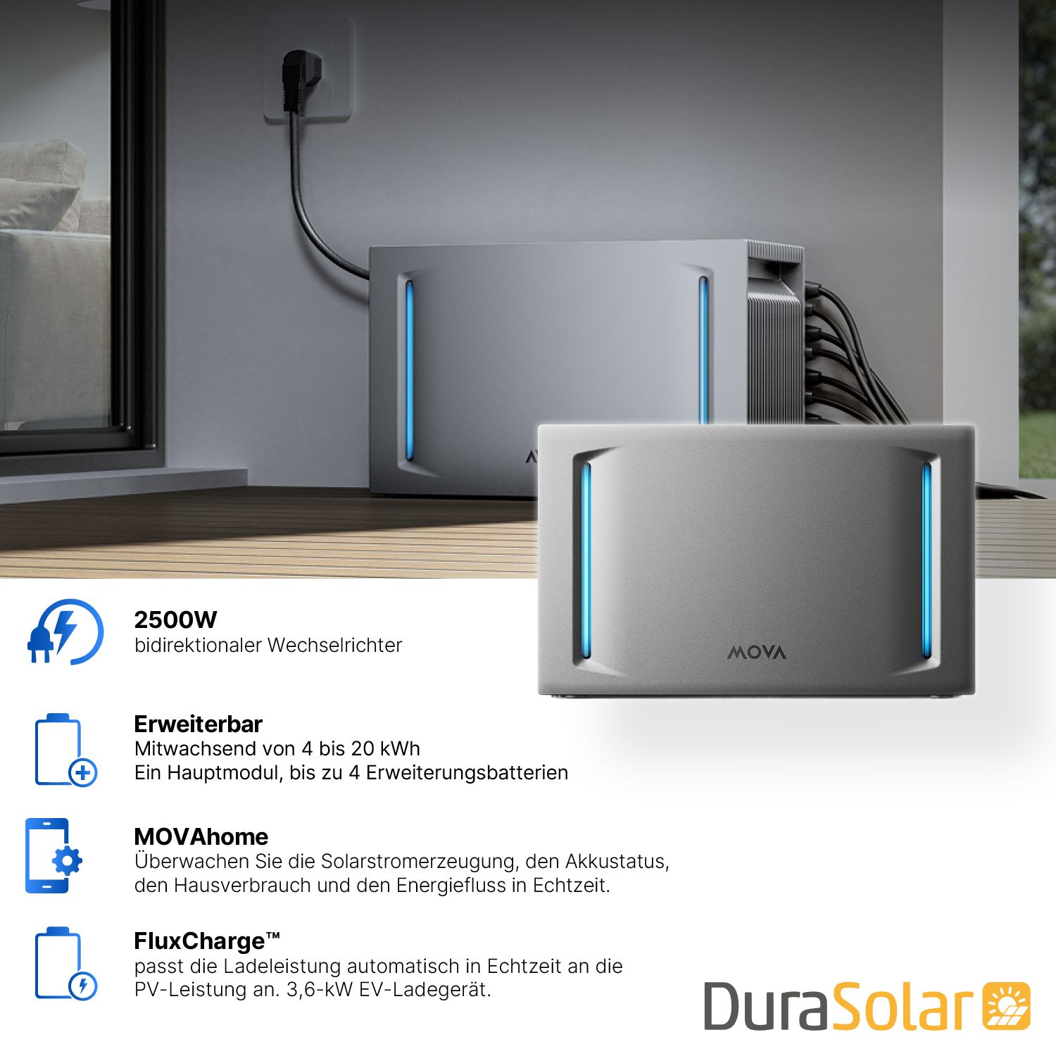 MOVA LumeGret A4000 Solarspeicher, 4 bis 20 kWh, Plug & Play