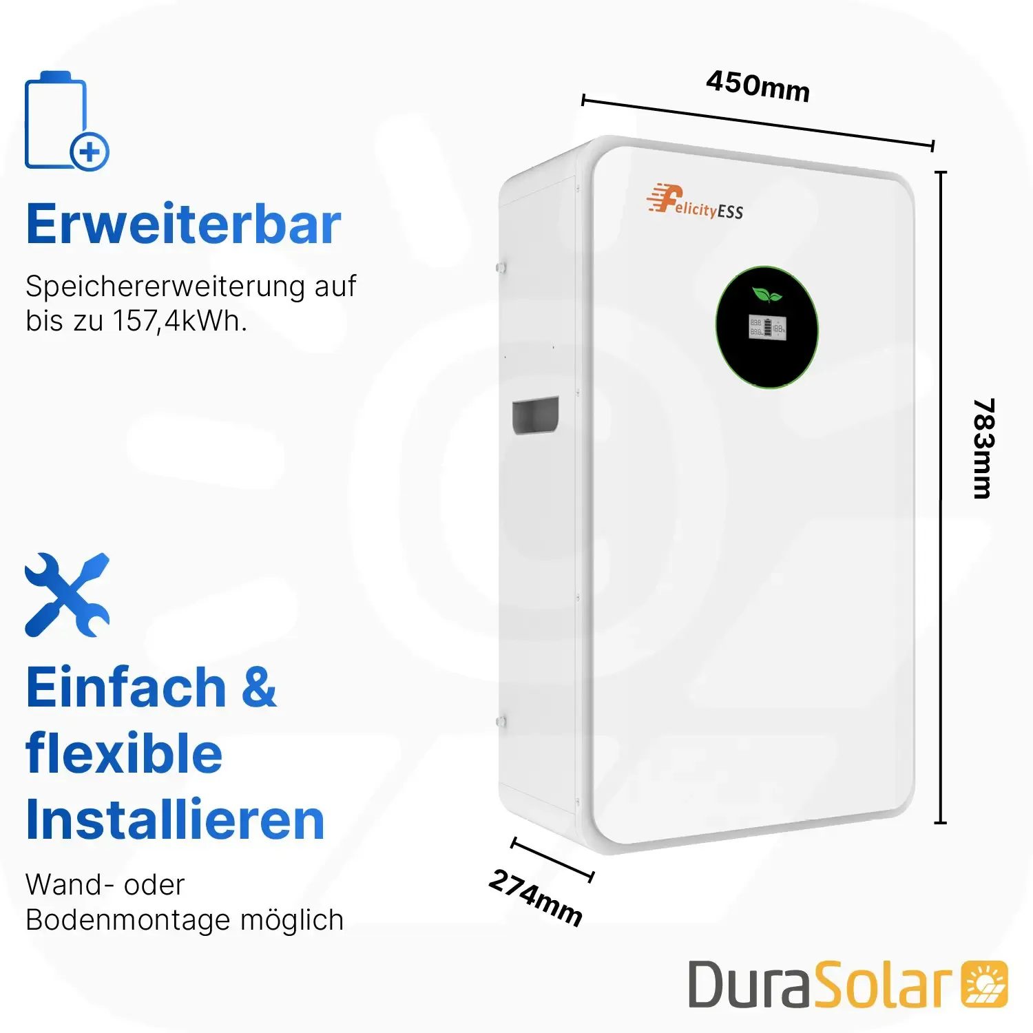 Felicity 10,5kWh PV-Speicher - LUX-E-48200LG03 - Erweiterbare 48/51,2V LiFePO4 Batterie für Solaranlagen
