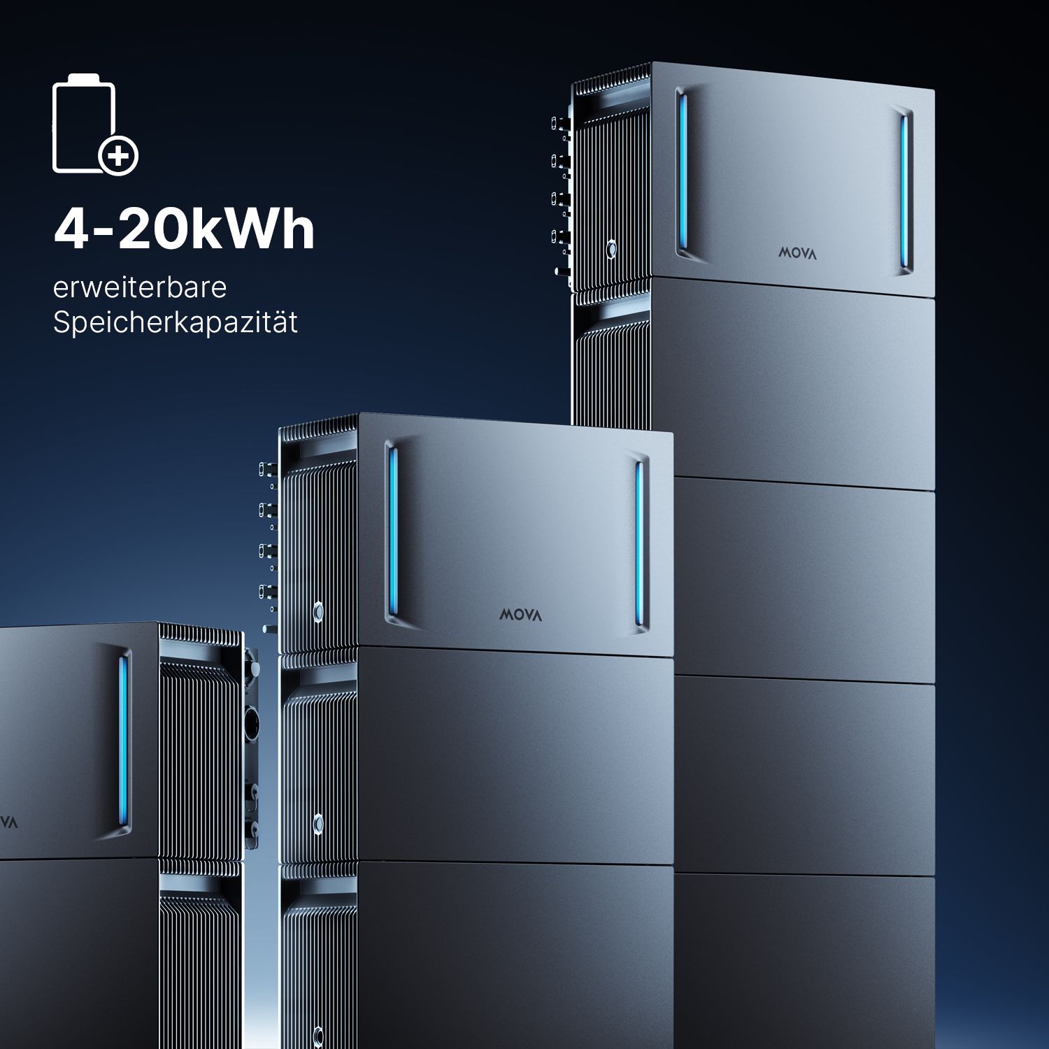 MOVA LumeGret B4000 Erweiterungsbatterie für A4000 Solarspeicher, 4 bis 20 kWh, Plug & Play 