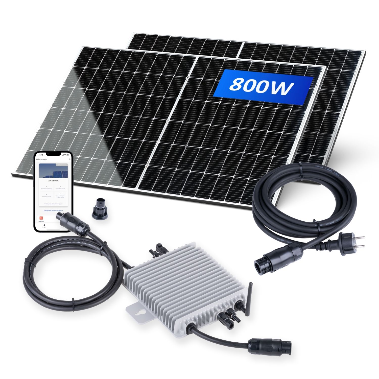 Steckerfertiges Balkonkraftwerk 800 Watt mit GlasGlas PVModulen