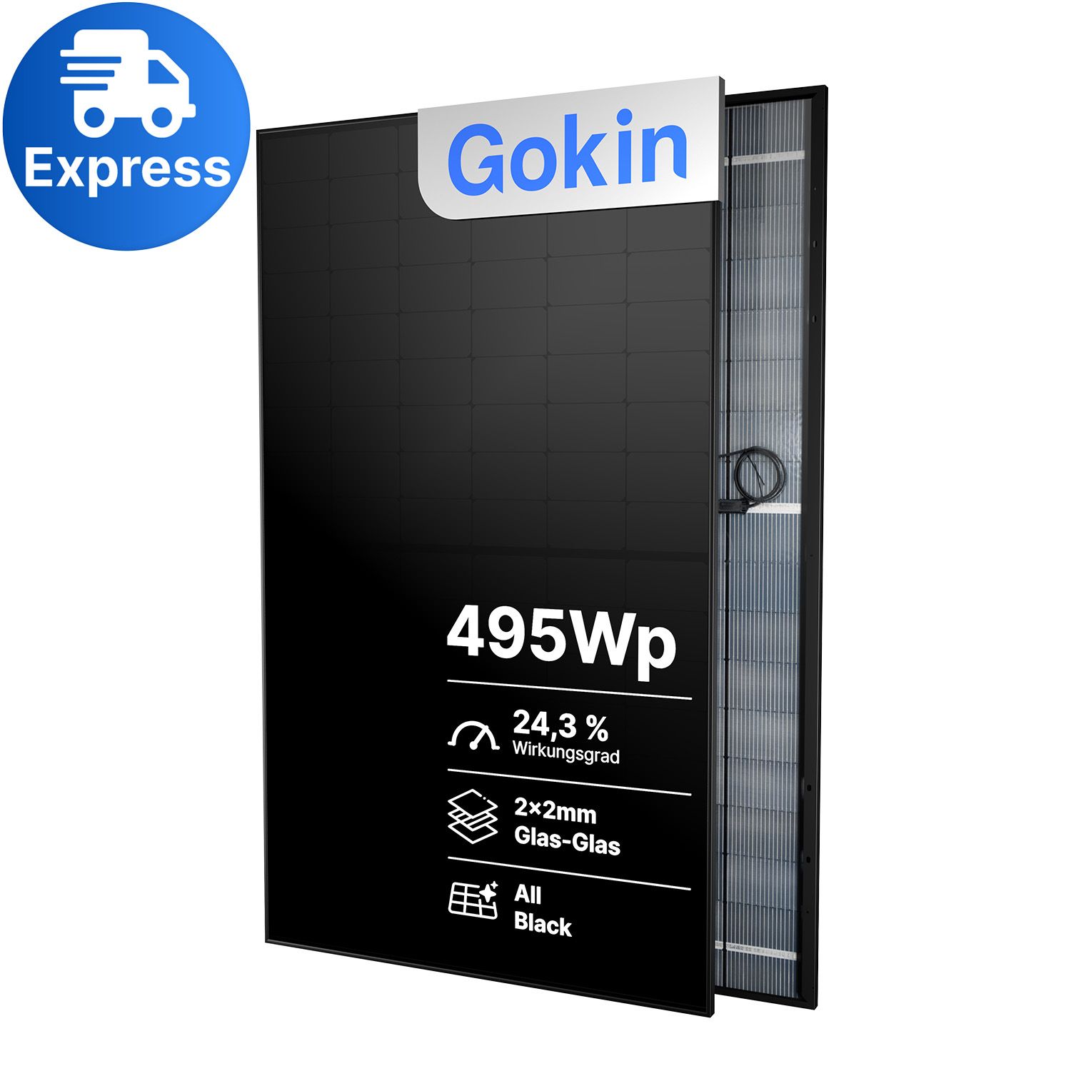 Gokin GK-3-54HGFDb 495W GBC | Back Contact Full Black PV-Modul | Glas-Glas Solarmodul Gokin GK-3-54HGFDb 495W GBC | Back Contact Full Black PV-Modul | Glas-Glas Solarmodul