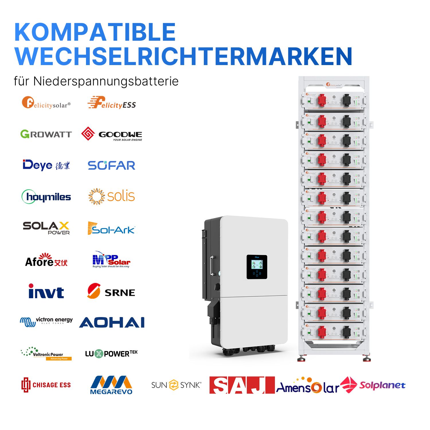 Felicity FLA48100UG1 Set – 5,12kWh – Niedervolt Speicher inkl. Stapelhalterung Felicity FLA48100UG1 Set – 5,12kWh – Niedervolt Speicher inkl. Stapelhalterung