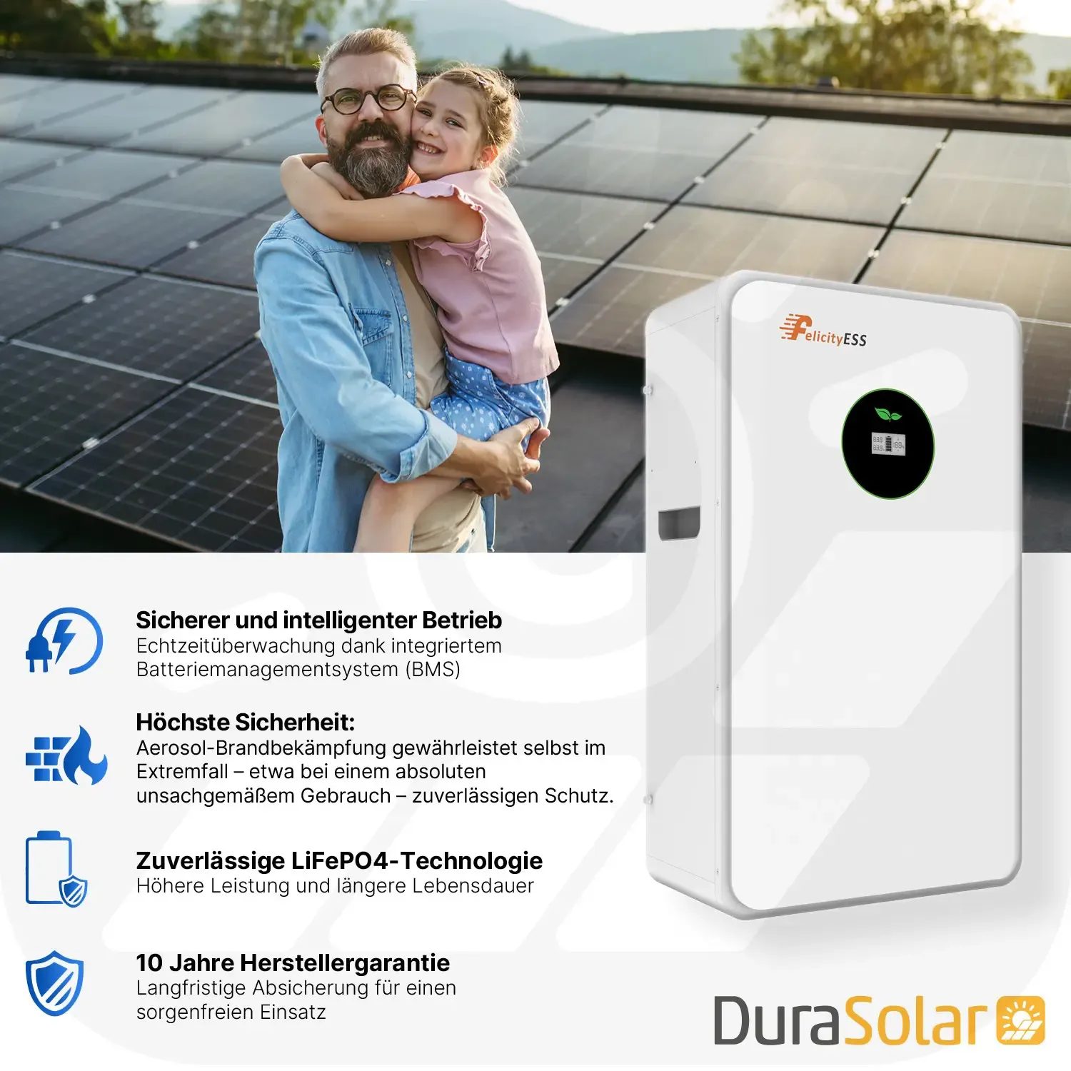 Felicity 5,12kWh PV-Speicher - LUX-E-48100LG03 - Erweiterbare 48/51,2V LiFePO4 Batterie für Solaranlagen