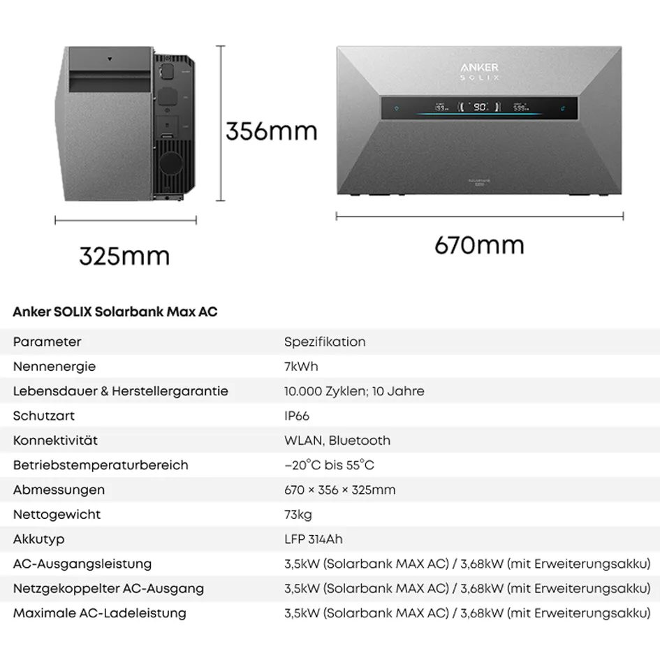 Anker SOLIX Solarbank Max AC - 7kWh - All-in-One - Plug&Play Heimspeicher für Solarnachrüstung