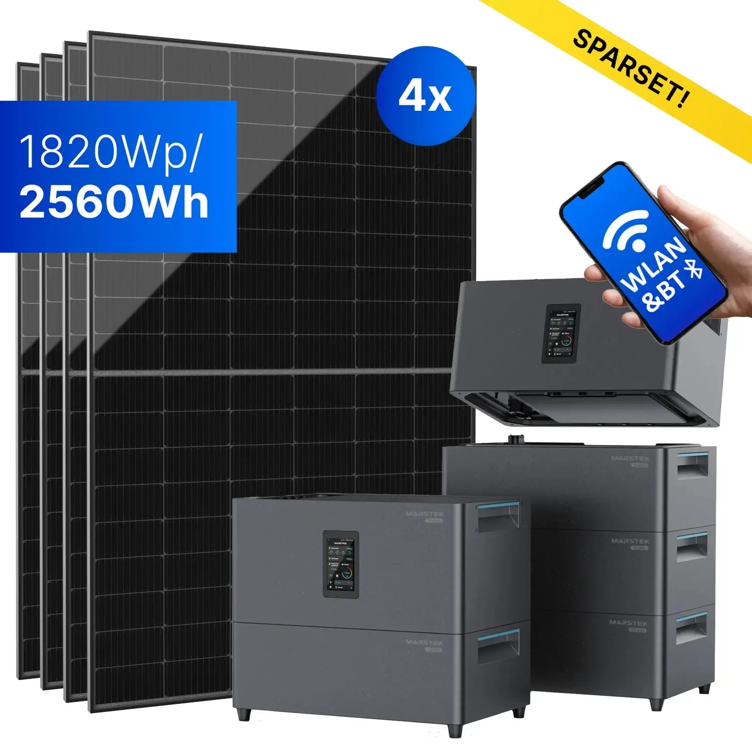 Balkonkraftwerk mit Marstek Jupiter C+ - 1820Wp/2560Wh - Mini-PV-Anlage Balkonkraftwerk mit Marstek Jupiter C+ - 1820Wp/2560Wh - Mini-PV-Anlage